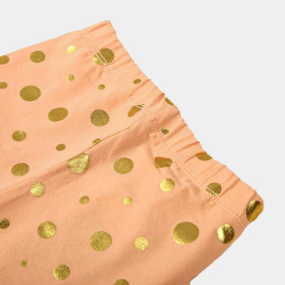 Infant Polka Foil Tights For Girls - Peach