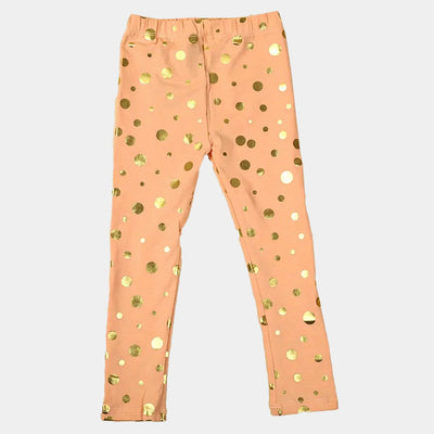 Infant Polka Foil Tights For Girls - Peach