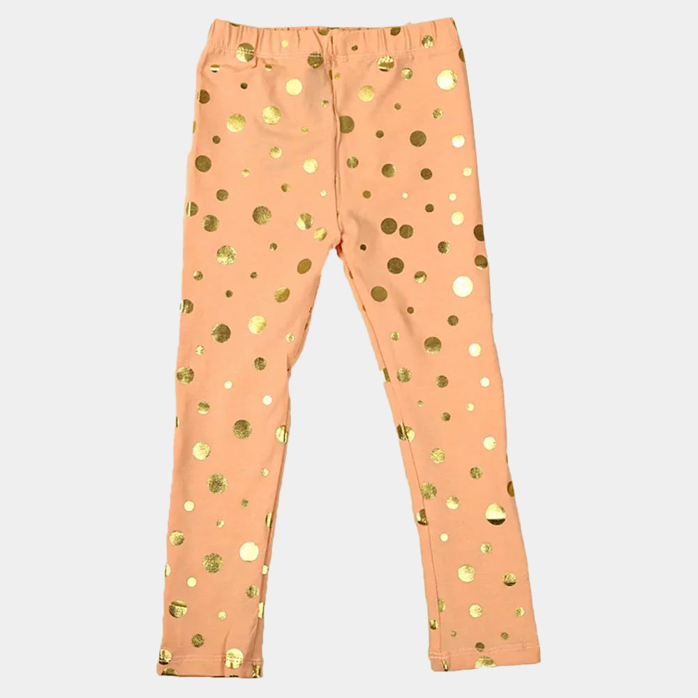 Infant Polka Foil Tights For Girls - Peach