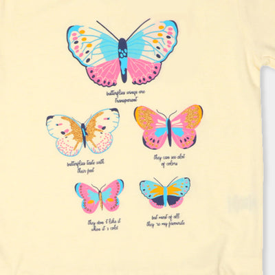 Infant Girls T-Shirt Butterflies - Anti White