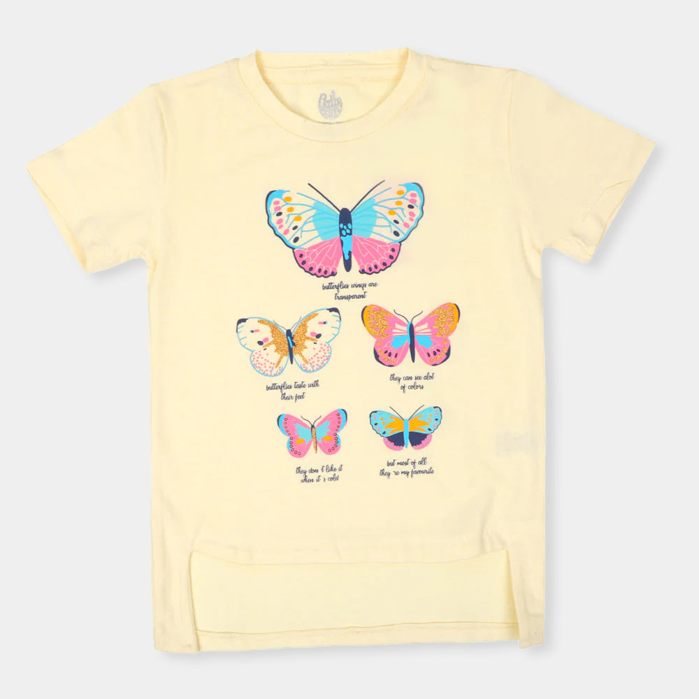 Infant Girls T-Shirt Butterflies - Anti White