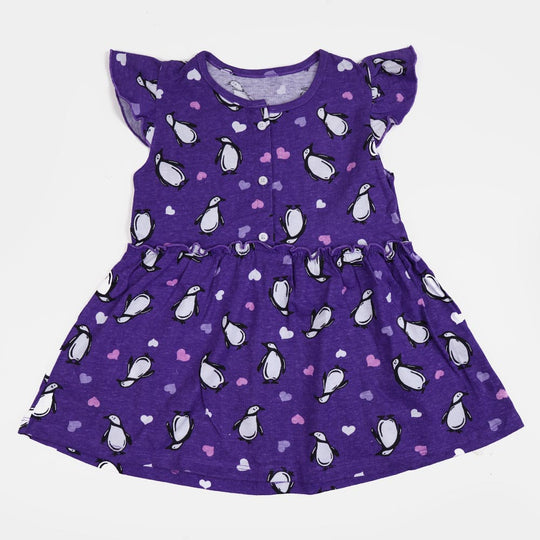 Girls Knitted Frock Penguin E-C - Purple