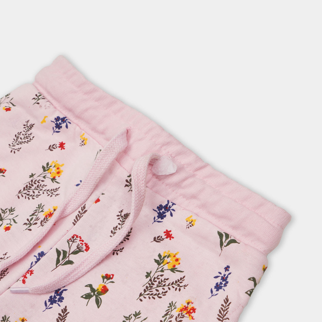 Girls Jersey Pyjama AOP Flowers - L.Pink