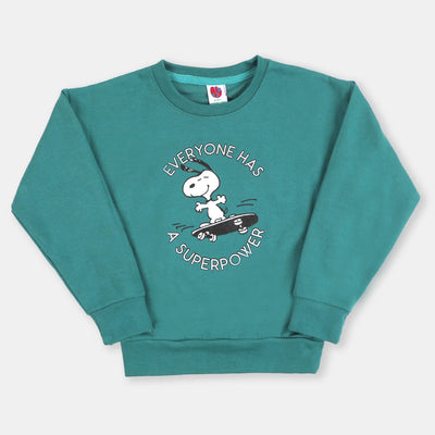 Boys Sweatshirt Skate Character Print- Neptune Green