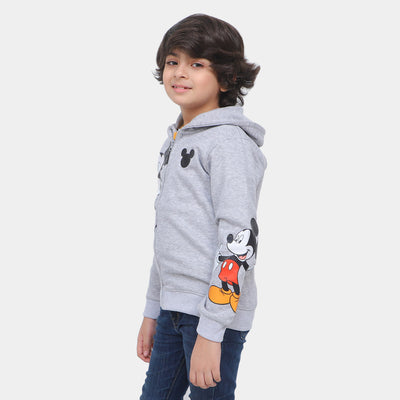 Boys Knitted Jacket Character Print-GREY