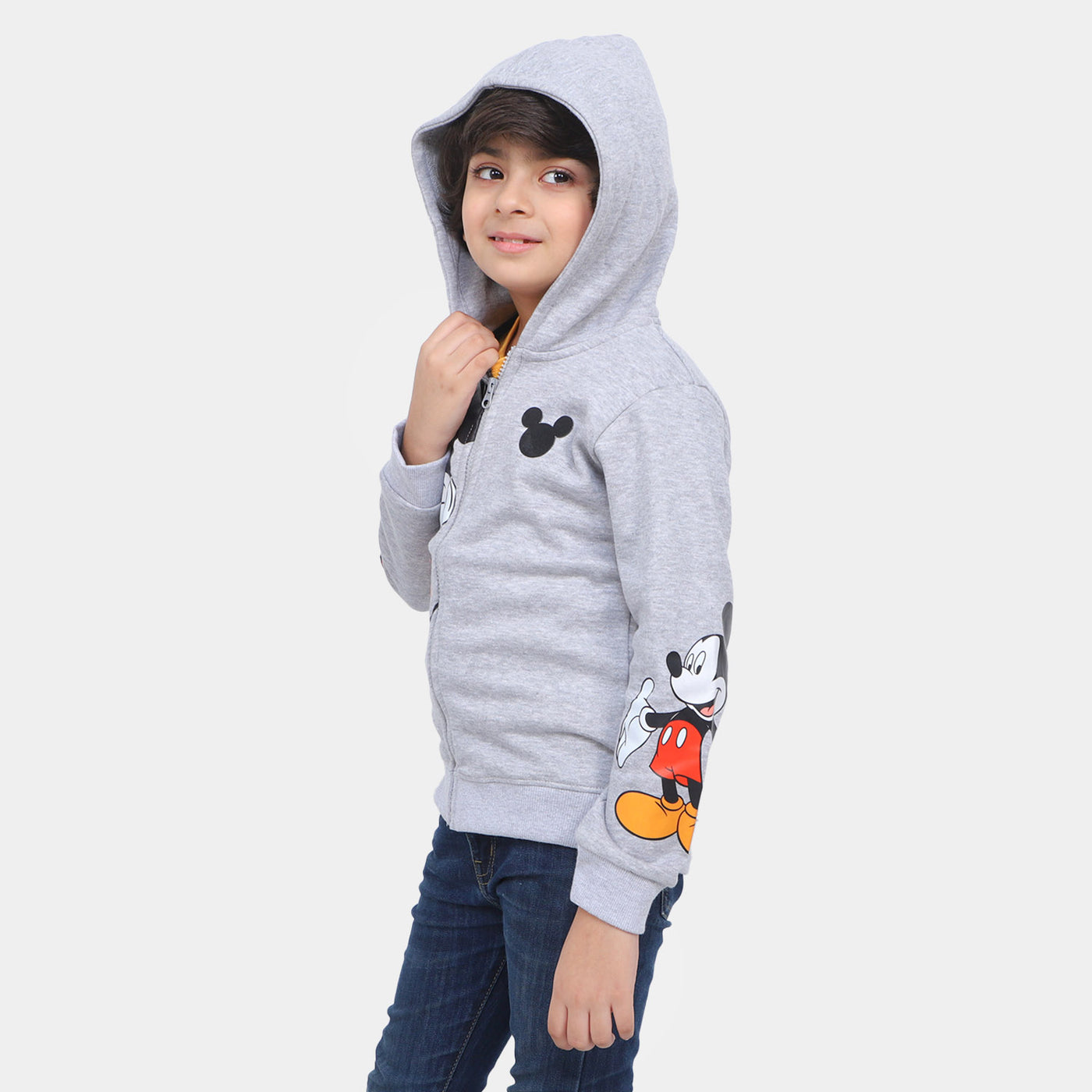 Boys Knitted Jacket Character Print-GREY