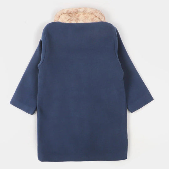 Boys Stylish Woolen Coat - Navy Blue