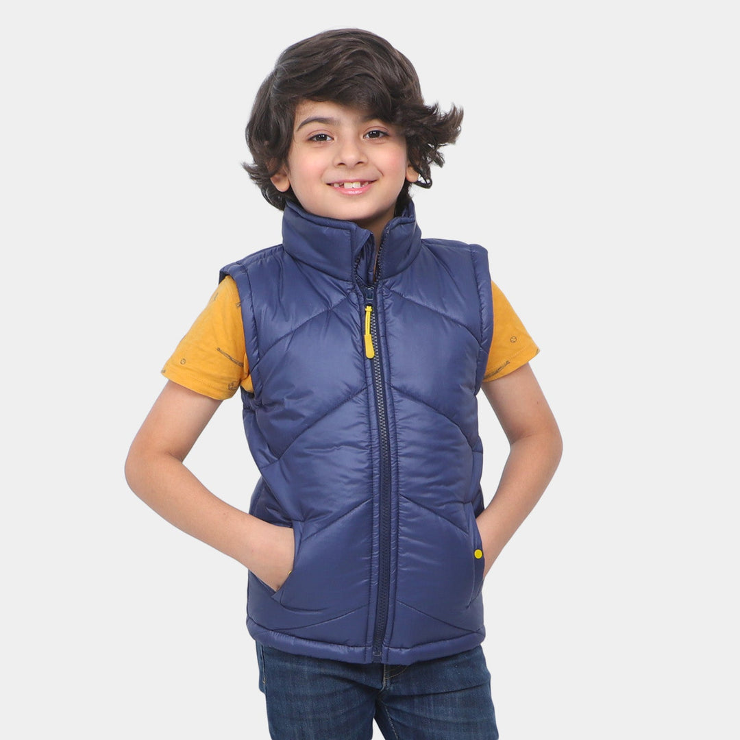 Teens Boys Quilted Zipper jacket -Navy