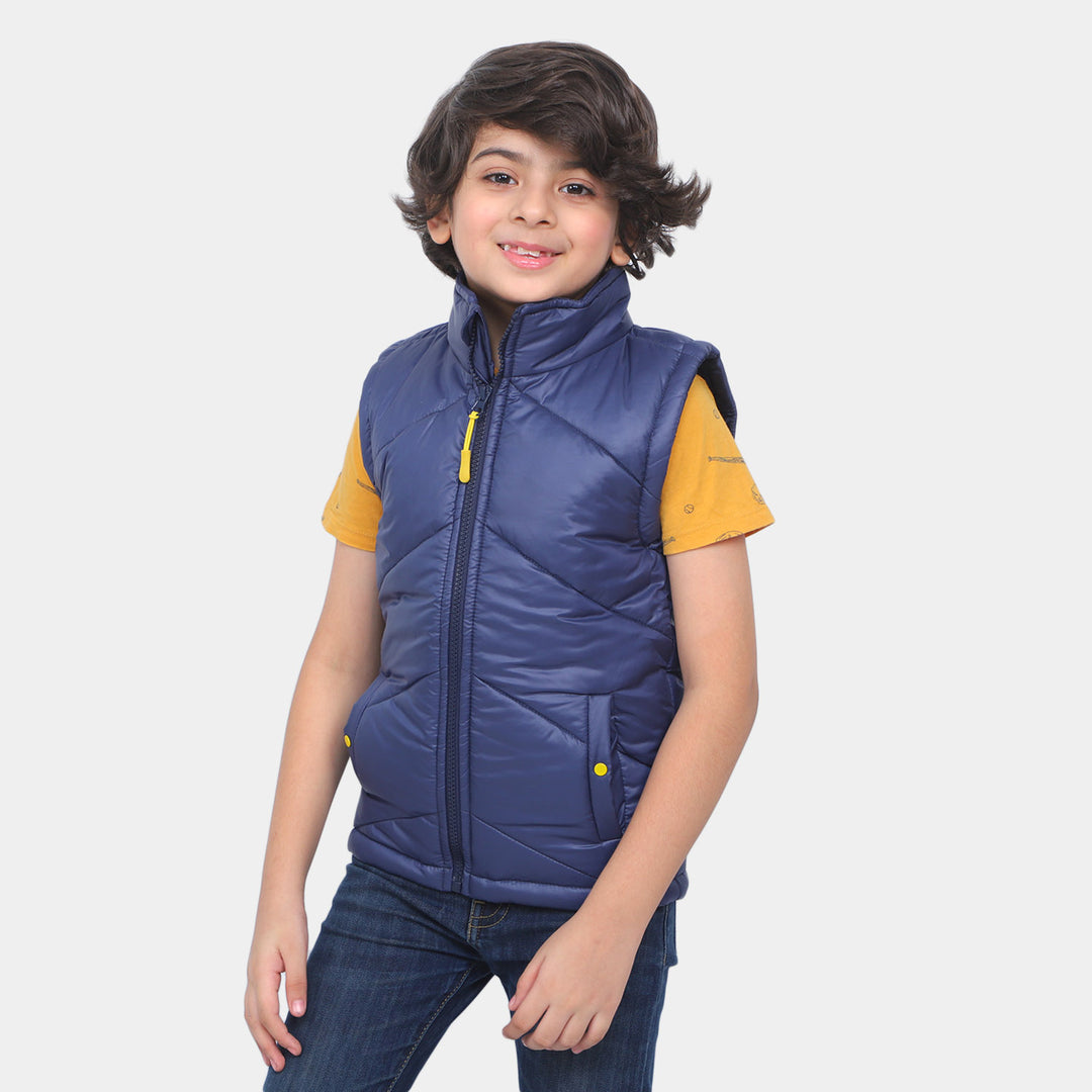 Boys Quilted Zipper jacket -Navy