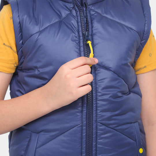 Boys Quilted Zipper jacket -Navy