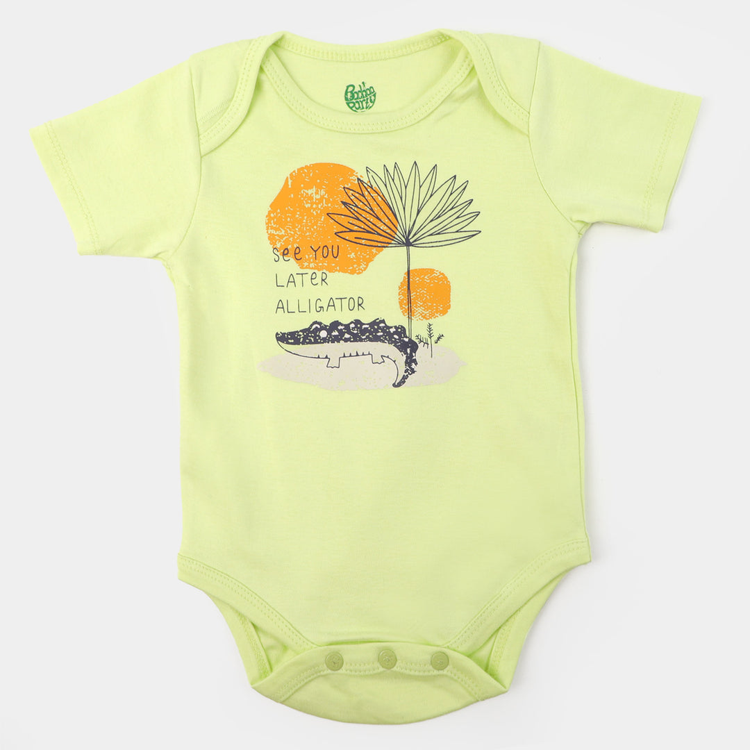 Infant Unisex Cotton Romper Alligator - Light Green