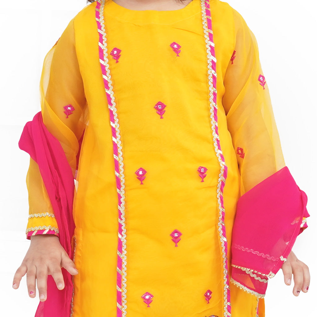 Girls Fancy 3PCs Billing - Yellow