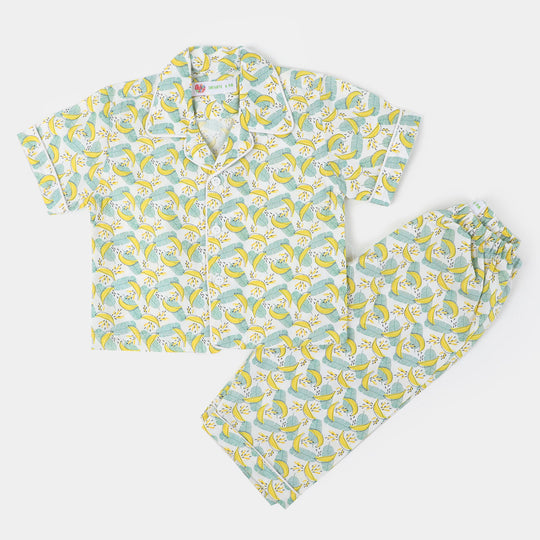 Infant Woven Night Suit AOP Banana - White/Green