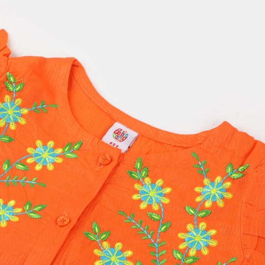 Girls Jacquard EMB Top Glory - ORANGE
