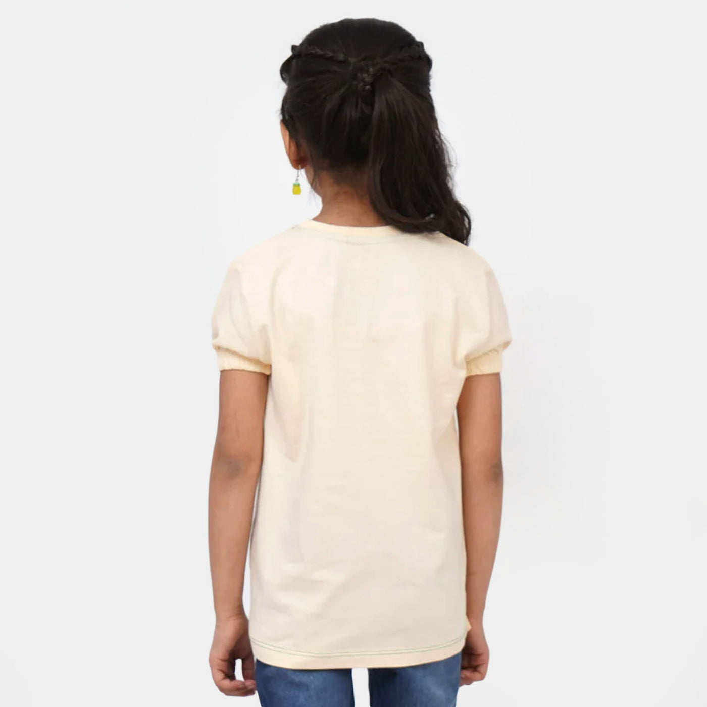 Girls Cotton T-Shirt Believe - Light Beige