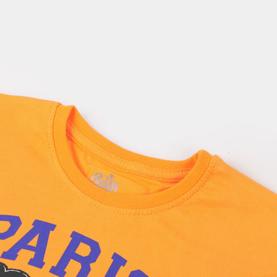 Girls Cotton T-Shirt Paris | Orange