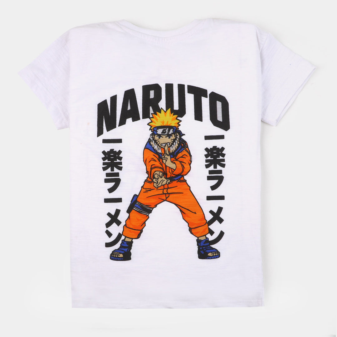 Boys Cotton T-Shirt  Naruto - White