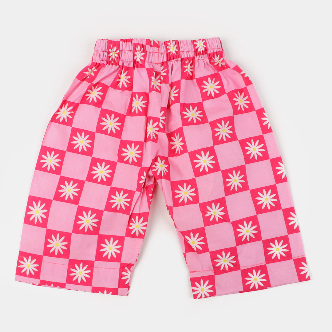 Infant Girls Cotton Digital Print 2PCs Suit Sun Flower - Pink