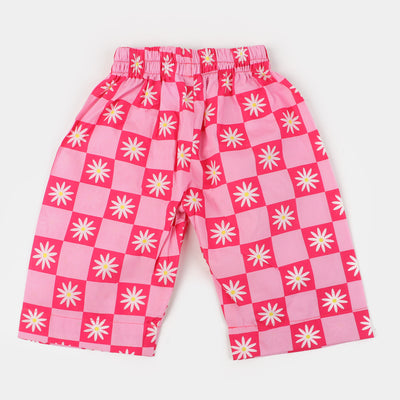 Infant Girls Cotton Digital Print 2PCs Suit Sun Flower - Pink