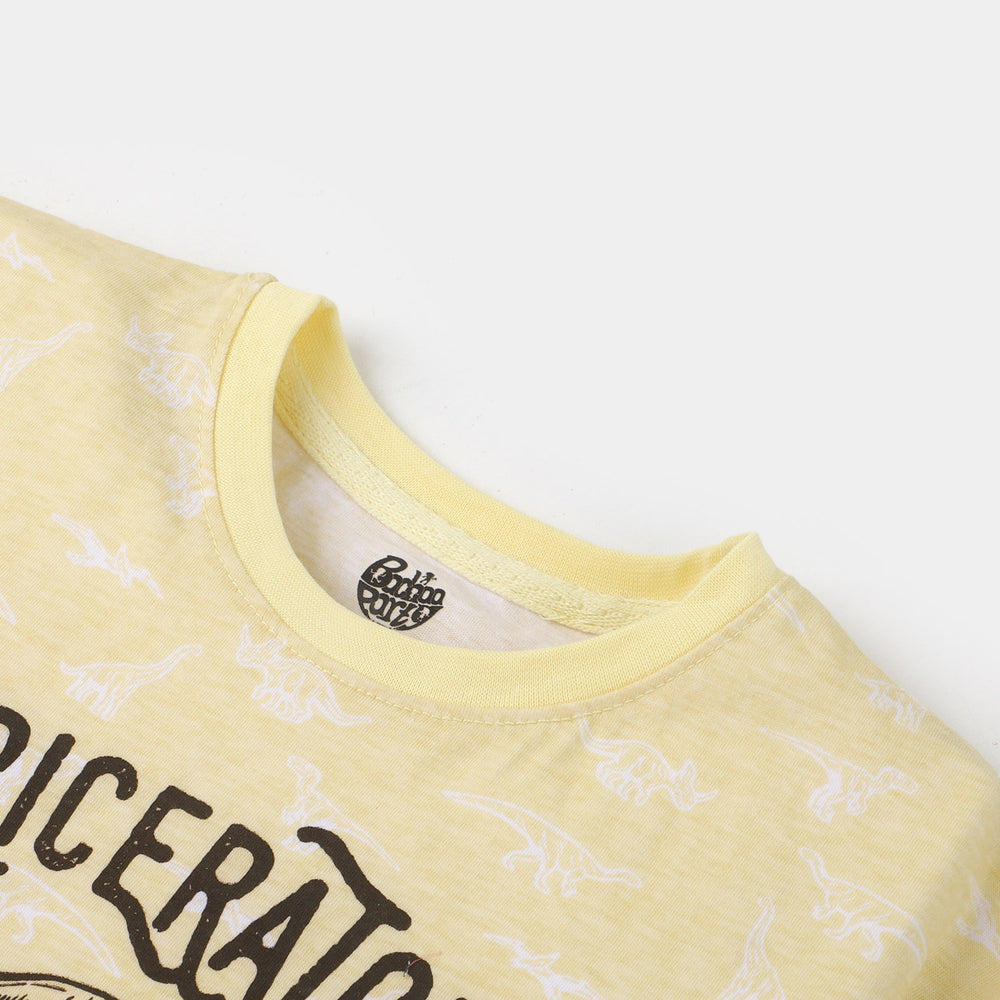 Boys T-Shirt  Dino Print | Light Yellow