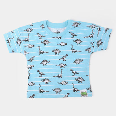 Infant Boys Knitted Suit Dino Printed | Light Blue