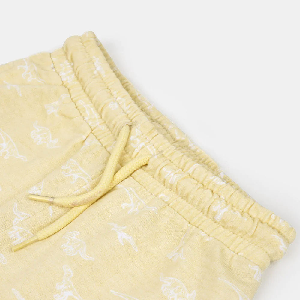 Boys Terry Short Dino | Light Yellow