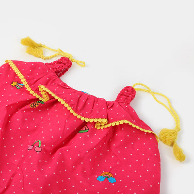 Infant Girls Cotton 2Pcs Suit Doodles - Hot Pink
