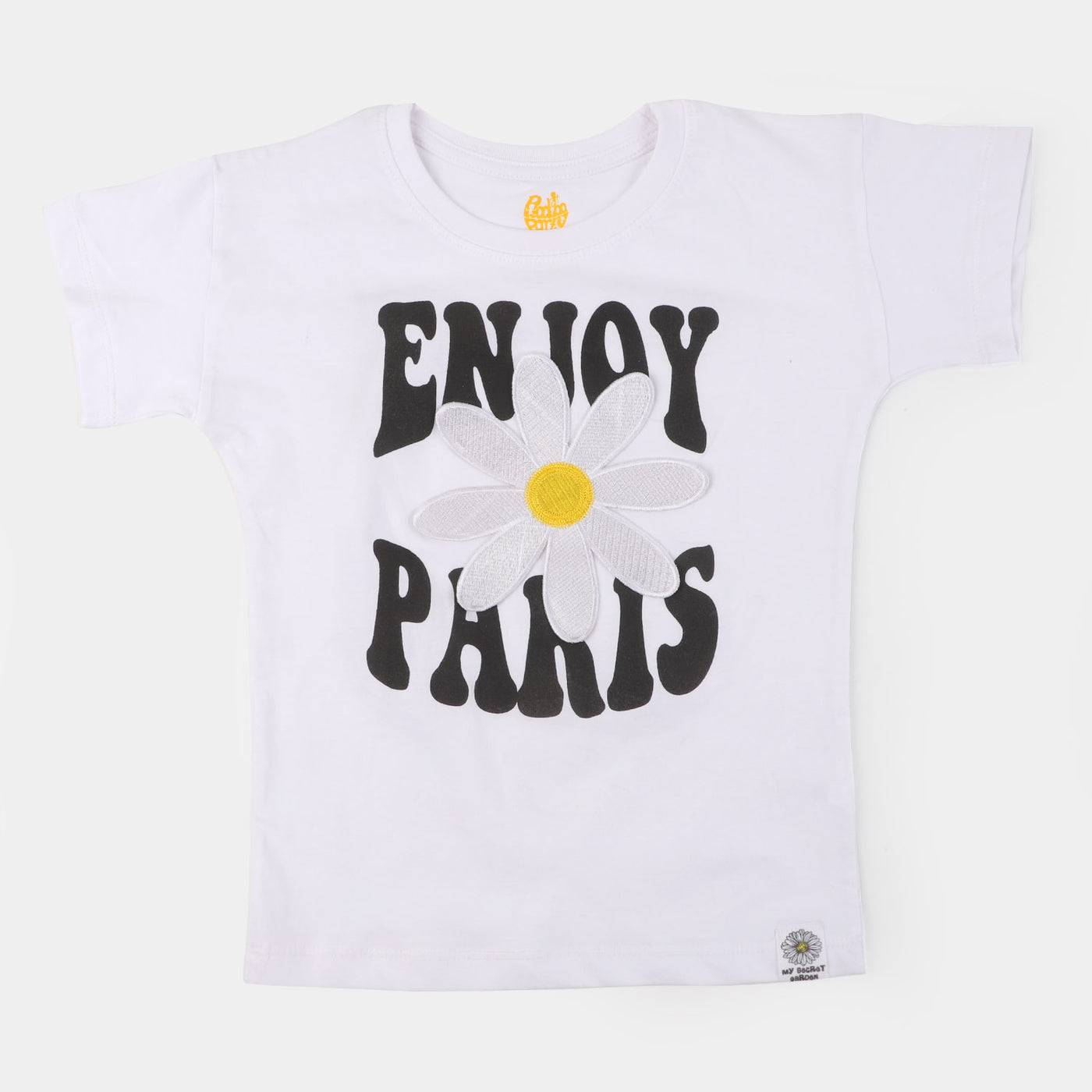 Girls Cotton T-Shirt Enjoy Paris - White