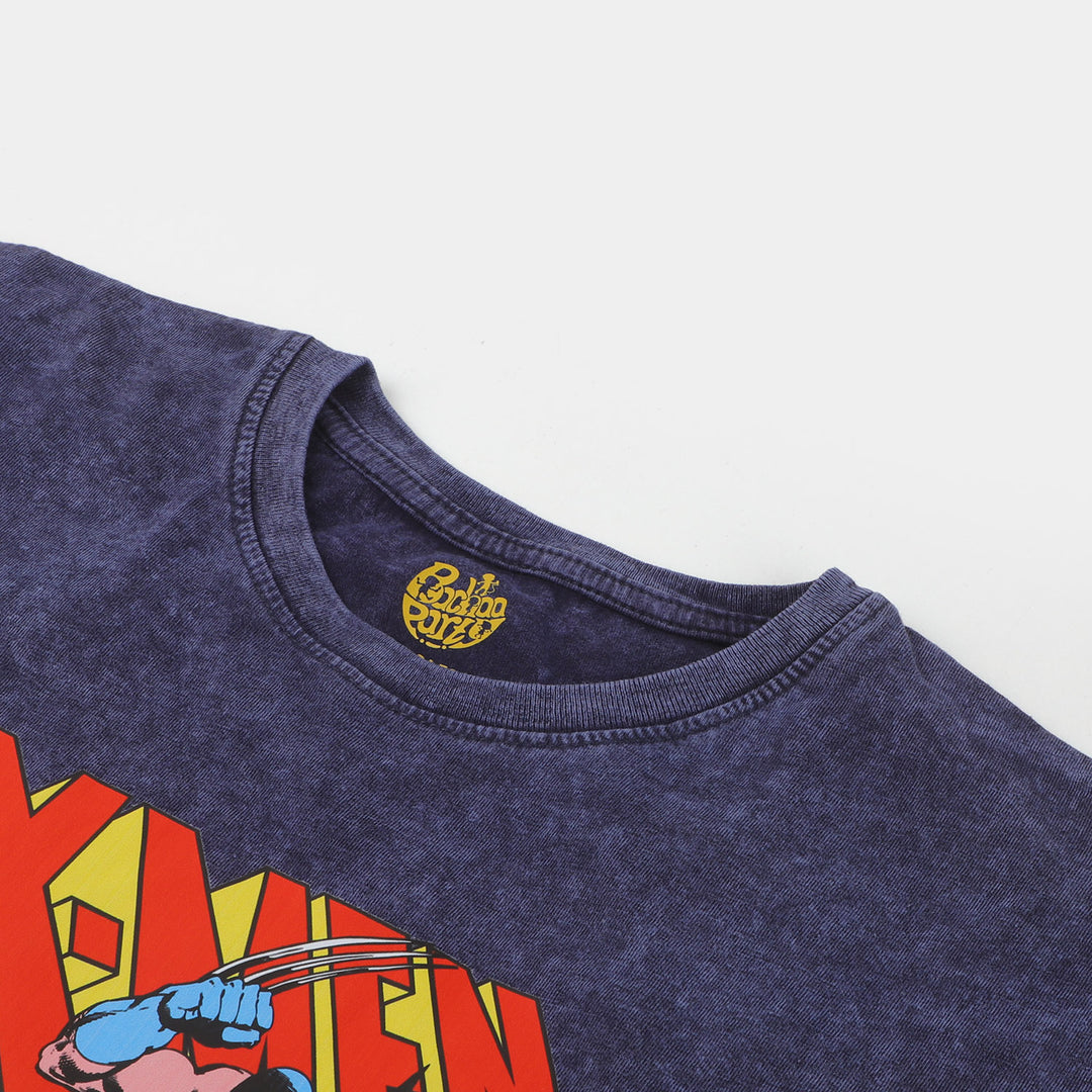 Boys Cotton T-Shirt Action Hero - NAVY