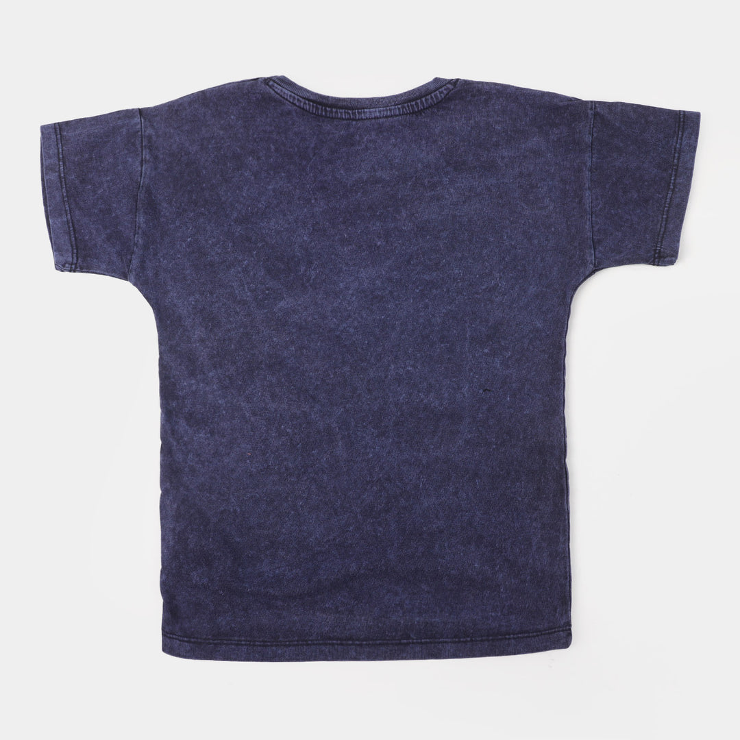 Boys Cotton T-Shirt Action Hero - NAVY