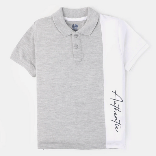 Boys Cotton Polo Authentic - Grey