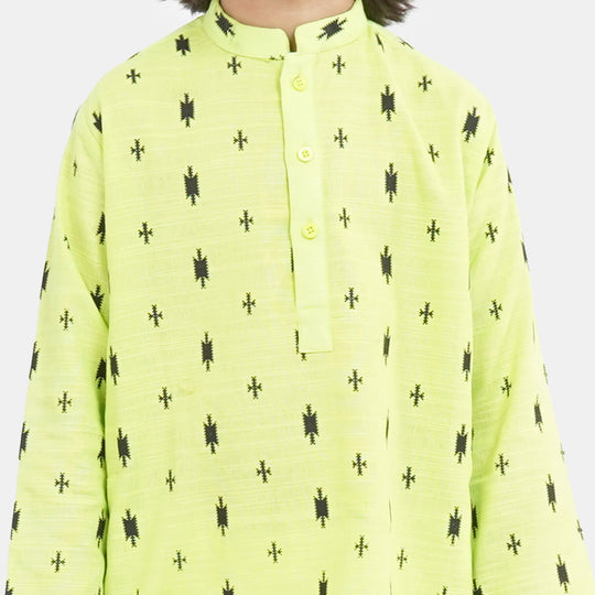 Boys Cotton Printed Kurta | Sharp Green