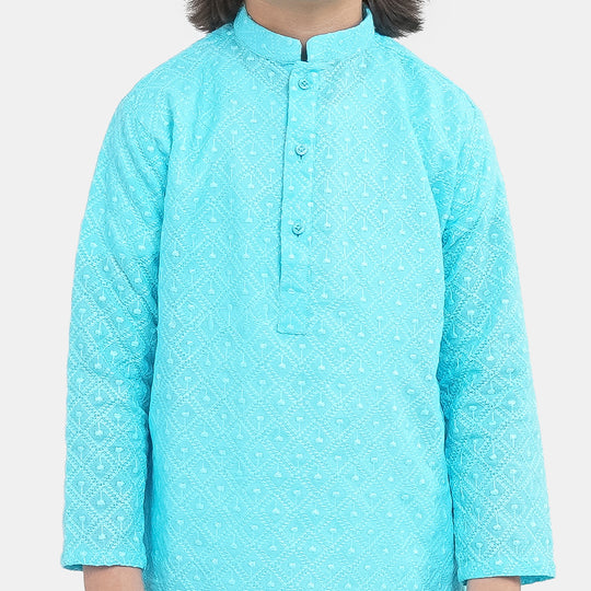 Boys Chicken Kari Kurta - Light Blue