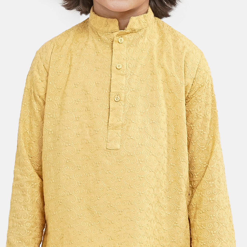 Boys Chicken Kurta - Yellow