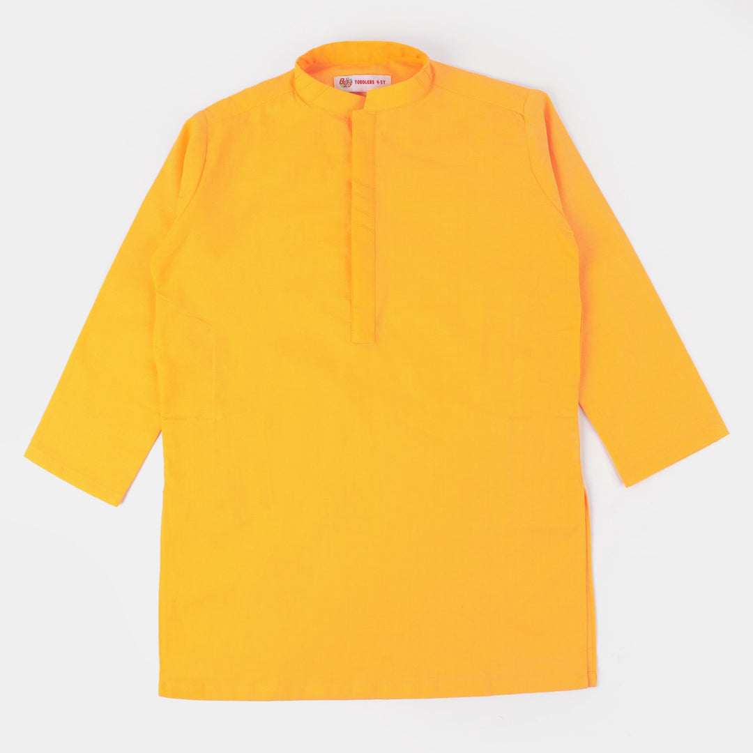 Boys Cotton Styling Kurta Pleated - Citrus