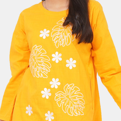 Teens Girls Embroidered Kurti Marigold | Citrus