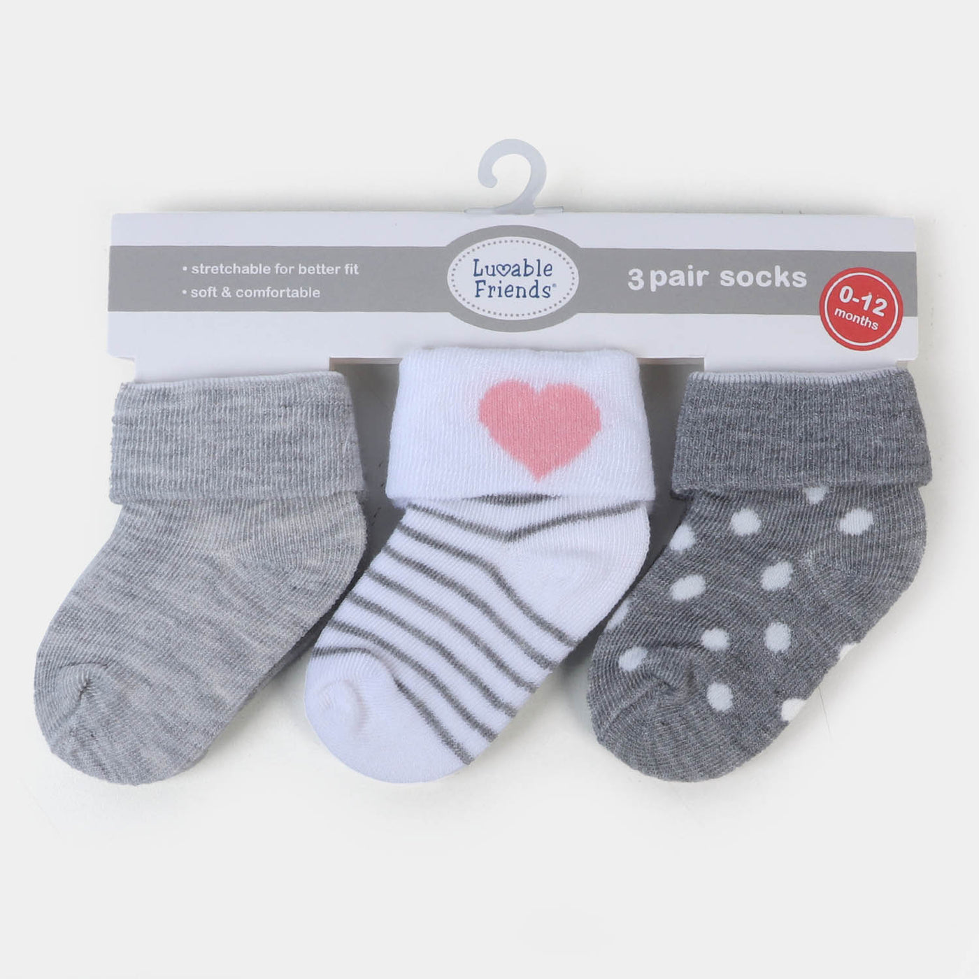 Infant Baby 3 Pair Socks | 0-12M