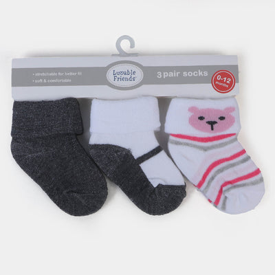 Infant Baby 3 Pair Socks | 0-12M