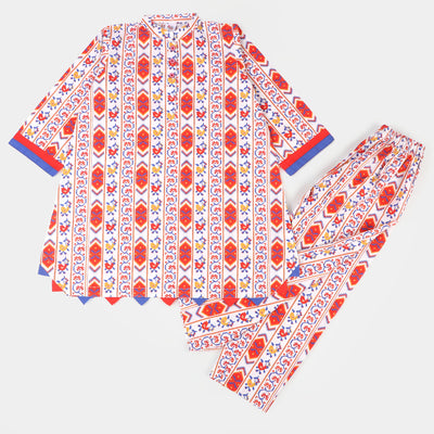 Girls Cotton Digital Print 2PCs Suit Birds - Multi