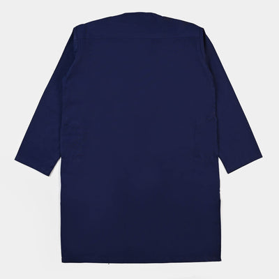 Boys Cotton Basic Kurta - Navy Blue