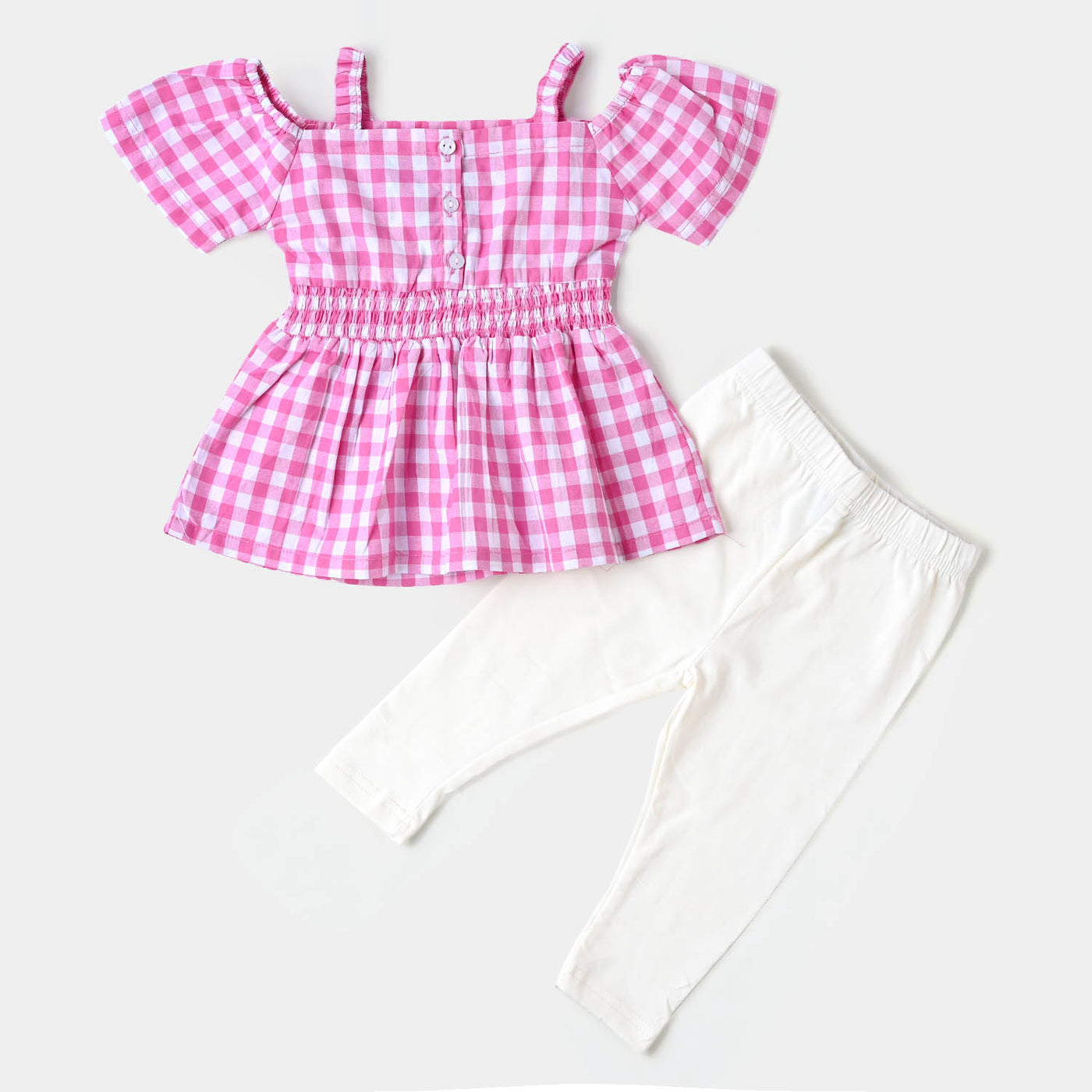 Infant Girls Woven 2PC Suit Checks - Pink