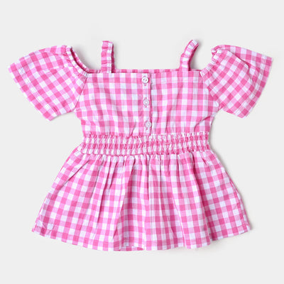 Infant Girls Woven 2PC Suit Checks - Pink