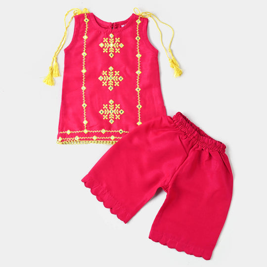Infant Girls Viscose 2PCs Suit Ruby - Hot Pink