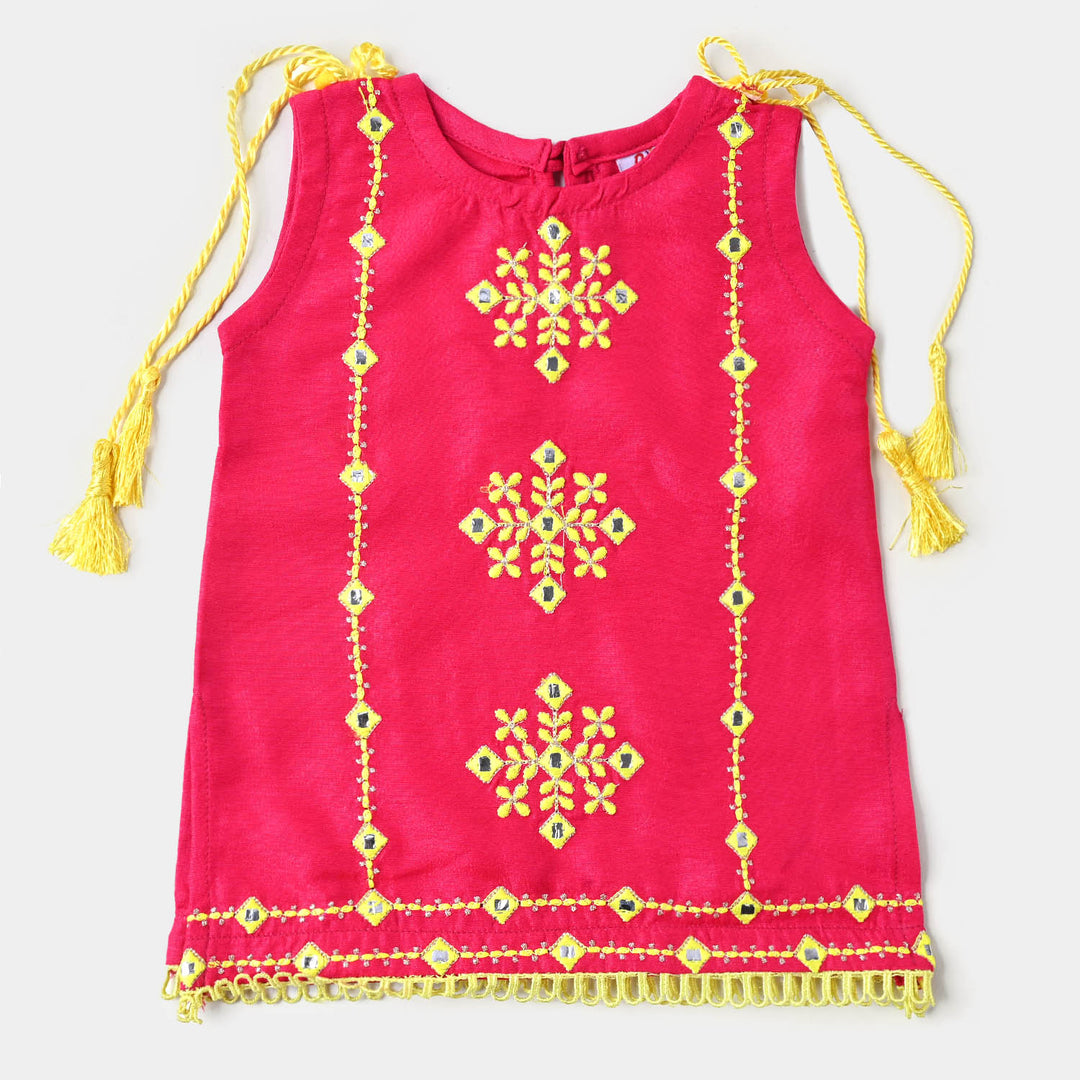 Infant Girls Viscose 2PCs Suit Ruby - Hot Pink