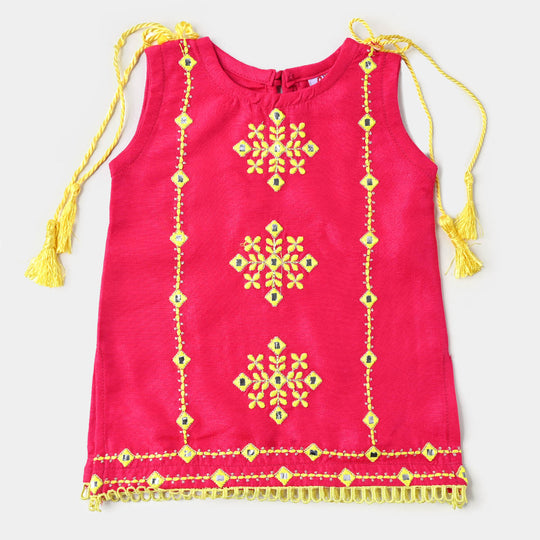 Infant Girls Viscose 2PCs Suit Ruby - Hot Pink