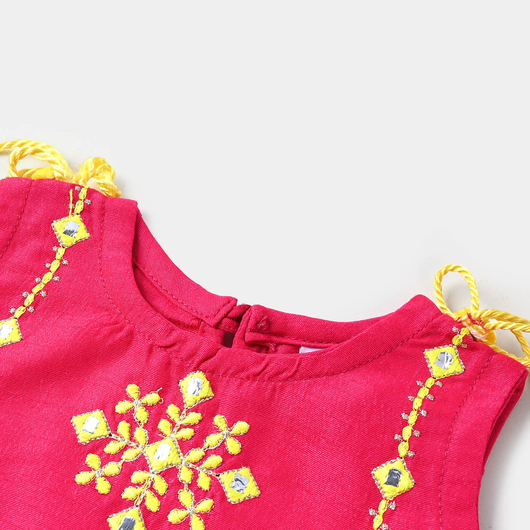 Infant Girls Viscose 2PCs Suit Ruby - Hot Pink