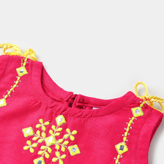 Infant Girls Viscose 2PCs Suit Ruby - Hot Pink