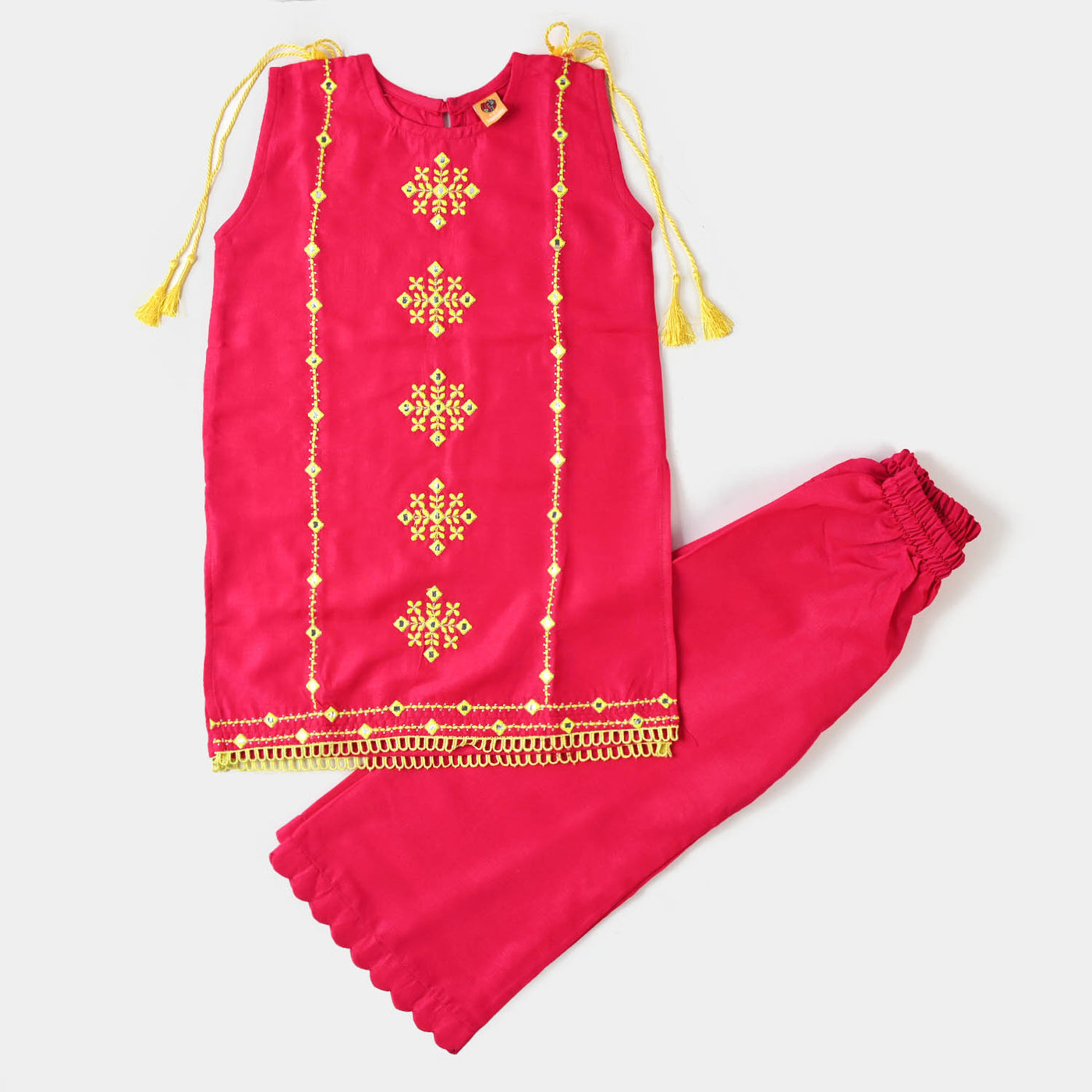 Girls Viscose 2PCs Suit Ruby - Hot Pink