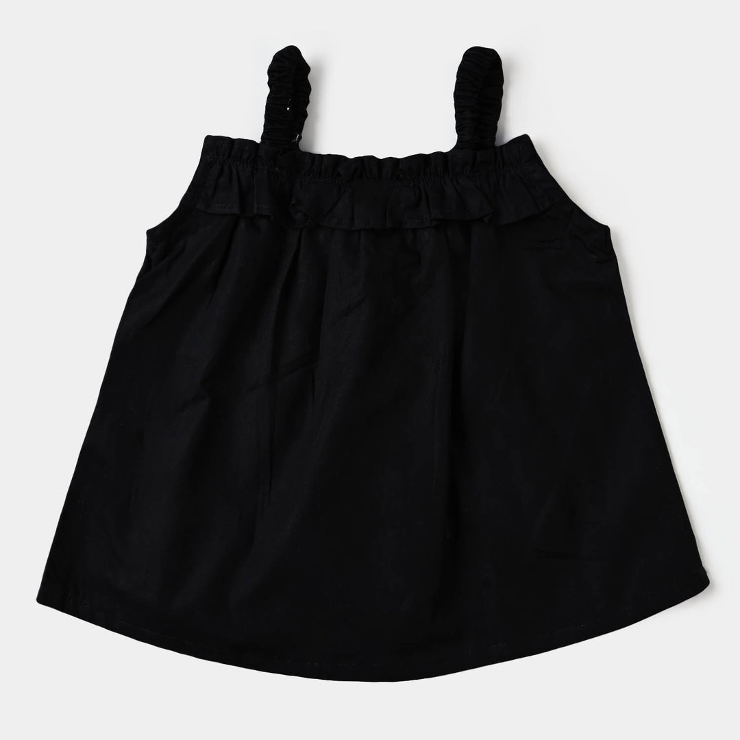 Infant Girls Embroidered Top Many Hearts - BLACK