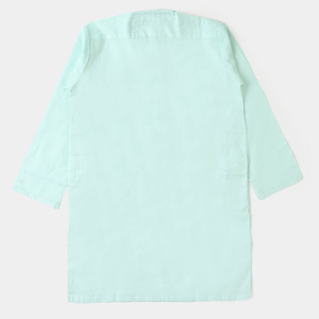 Boys Jacquard Basic Kurta - Mint Green